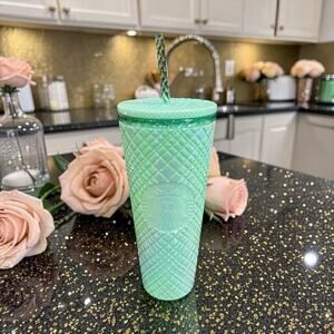 Starbucks Green Jeweled Tumbler 24 oz Bling Cold Cup 2024 NWT